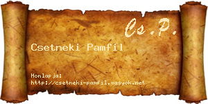 Csetneki Pamfil névjegykártya